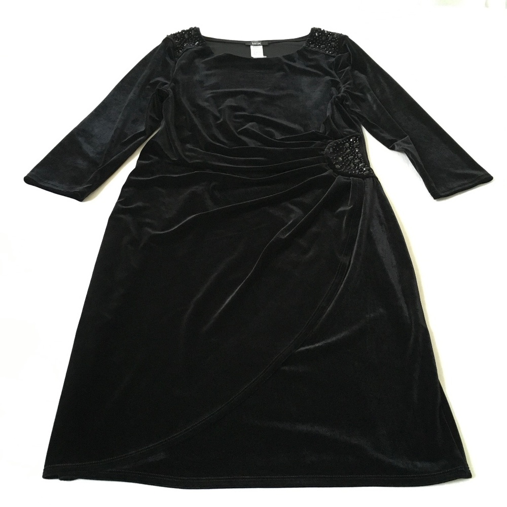 MSK Velvet Cocktail Evening Dress Size 10 Black